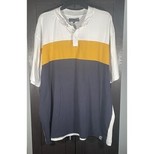 Free Planet Men's Colorblock Polo - White, Yellow, Navy